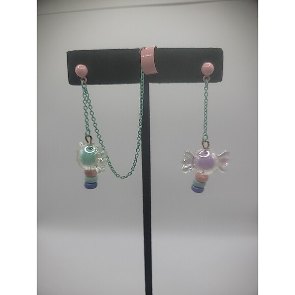 Vintage Earrings Stud Drop Dangle ChainCharm Pastel Ear Cuff One Jewelry - Picture 1 of 9